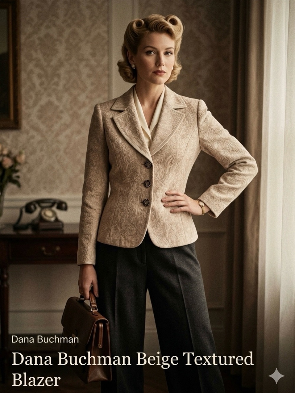 Dana Buchman Beige Textured Blazer
